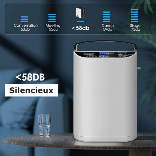 Concentratore di ossigeno portatile con flusso a impulsi regolabile fino a 5 l/min con batteria integrata e borsa per il trasporto