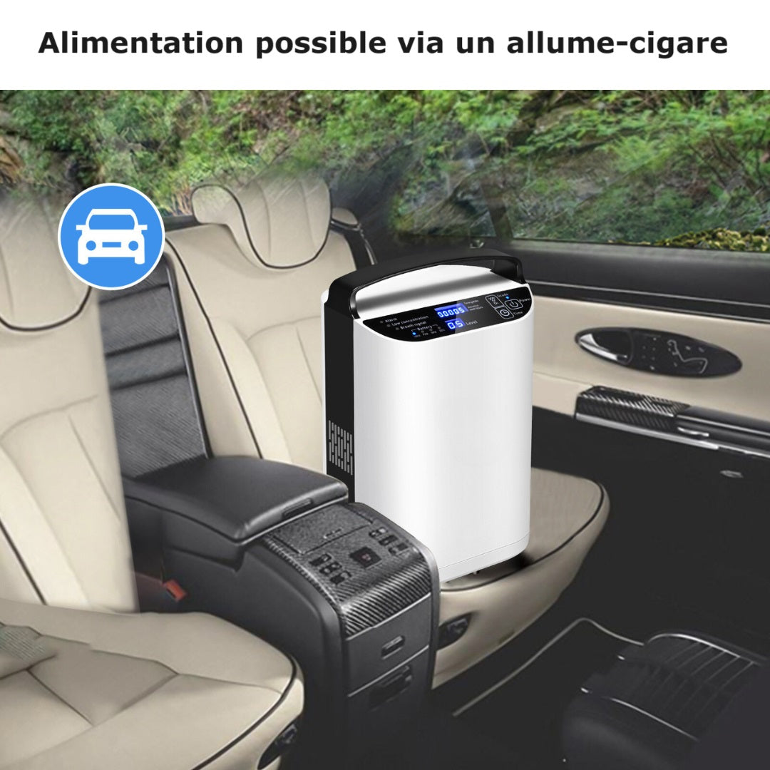 Concentratore di ossigeno portatile con flusso a impulsi regolabile fino a 5 l/min con batteria integrata e borsa per il trasporto