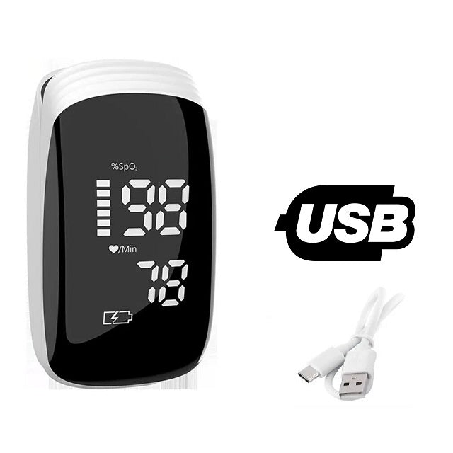 Pulsossimetro/Saturametro da dito professionale con schermo LED ricaricabile tramite USB